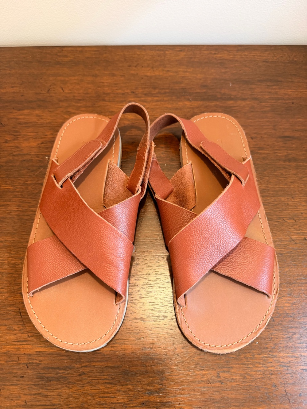 Zara Kids Brown Cross‑Strap Slingback Sandals